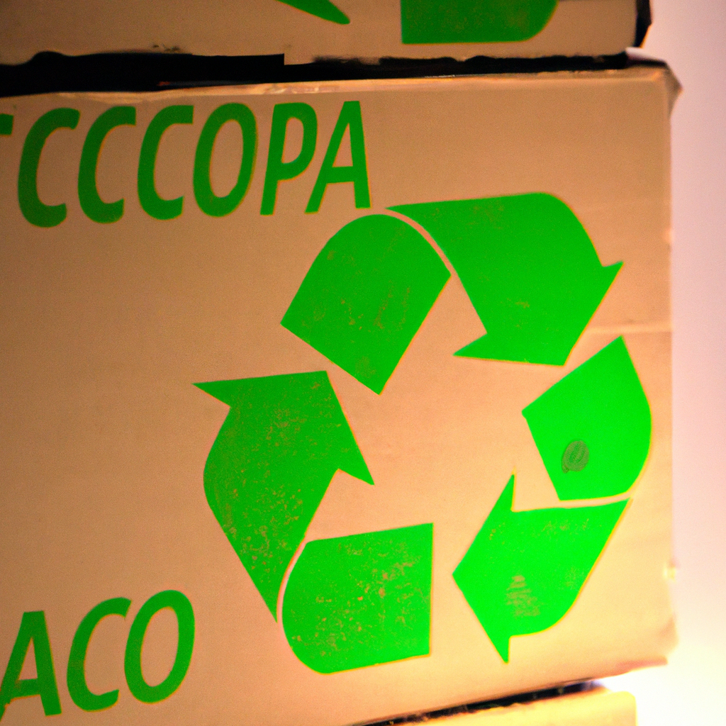Eco-friendly recycled pizza boxes with green certification stamp
